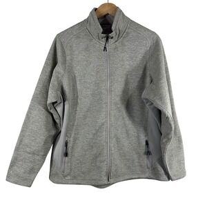 Antigua Womens Full Zip Jacket Tan Textured Fleece Pockets‎ High Neck Size 2XL
